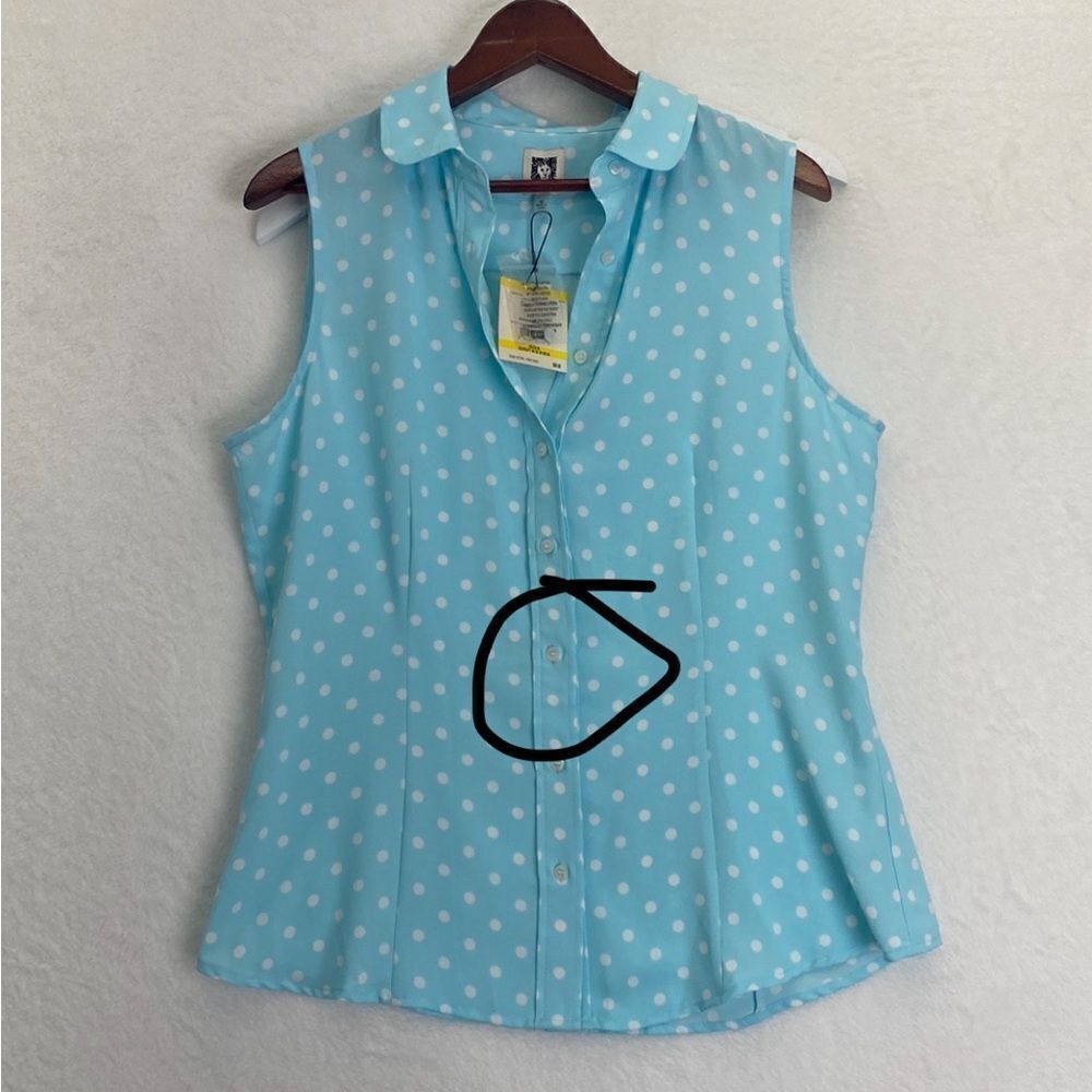 Anne Klein Polka Dot Sleeveless Blouse size M - Picture 7 of 7